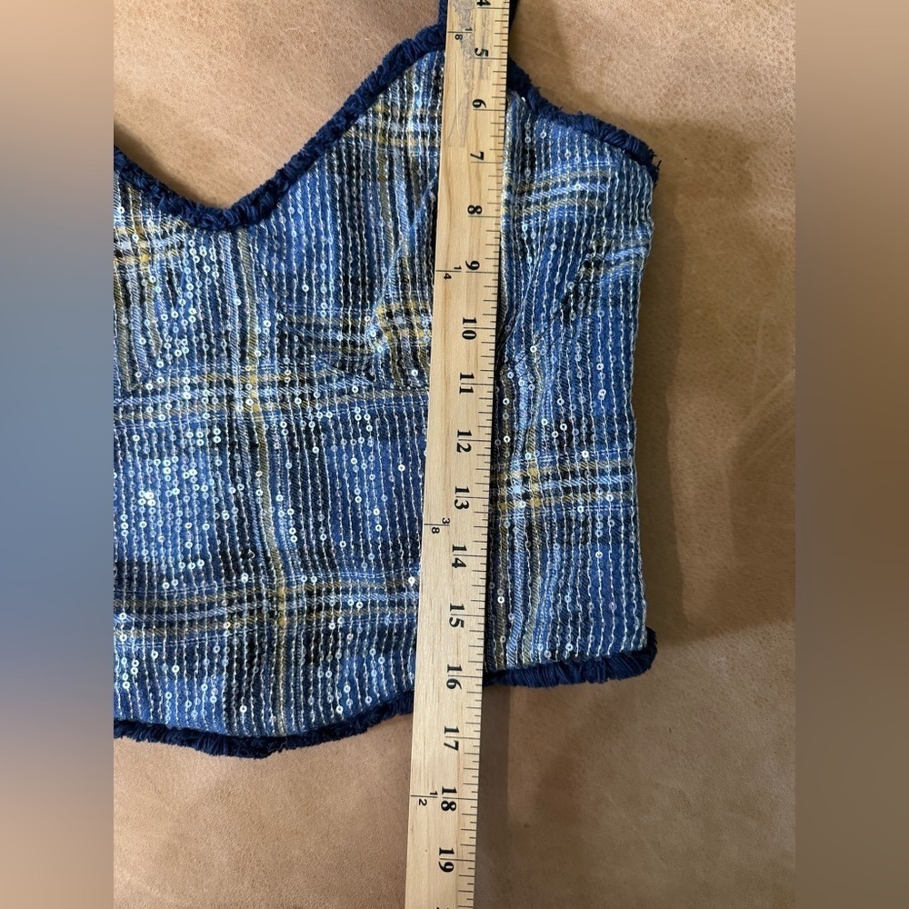 Miss Me Women's Sequins Plaid Print Crop Tank Country Western Y2K Size Medium - Picture 6 of 11